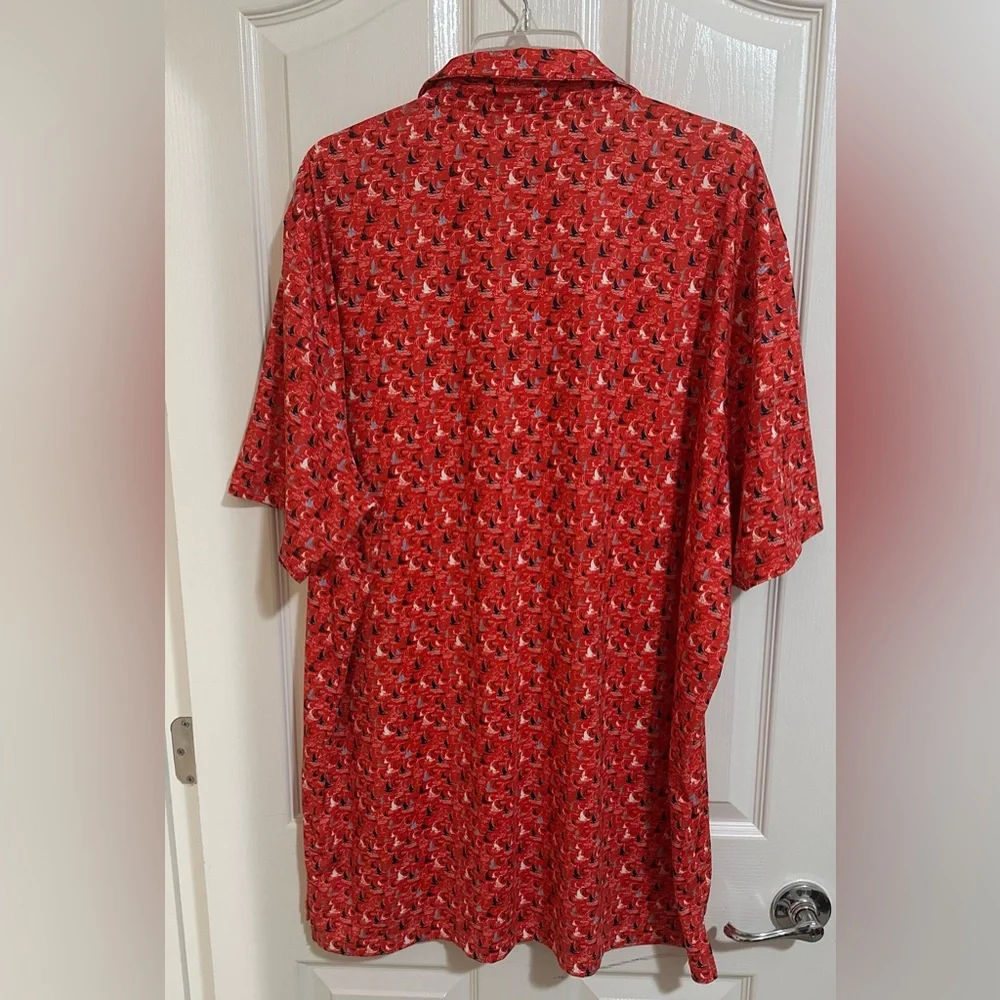 NWOT Men’s Big & Tall 1764 Golf Polo Red Sail Boats Performance Sporty. Size 2XL